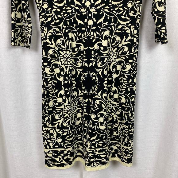 J.McLaughlin Black&Cream Print Emma Pocket Catalina Cloth Midi Dress Sz.S - Picture 9 of 11